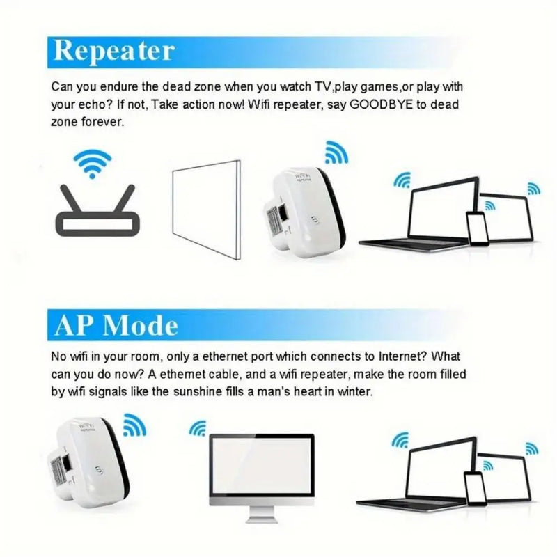Home Wireless WiFi Extender 300Mbps Signal Booster 2.4G Repeater Network Extender  Support WPS