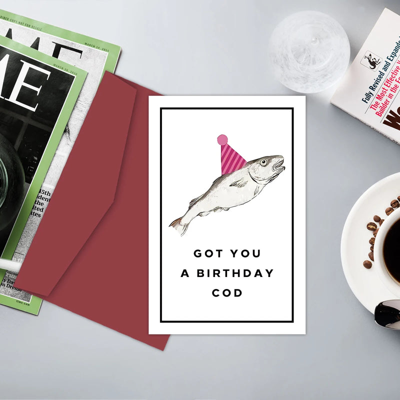 1PC Cod Fish Themed Funny Birthday Card,Got You A Birthday Cod,Hilarious Birthday Card Pun,Birthday Card For Him Easter Gift