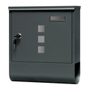 Modern Letterbox Anthracite Postbox with Newspaper Holder Transparent Window Name Tag Lockable Wall Mailbox with 2 Keys
