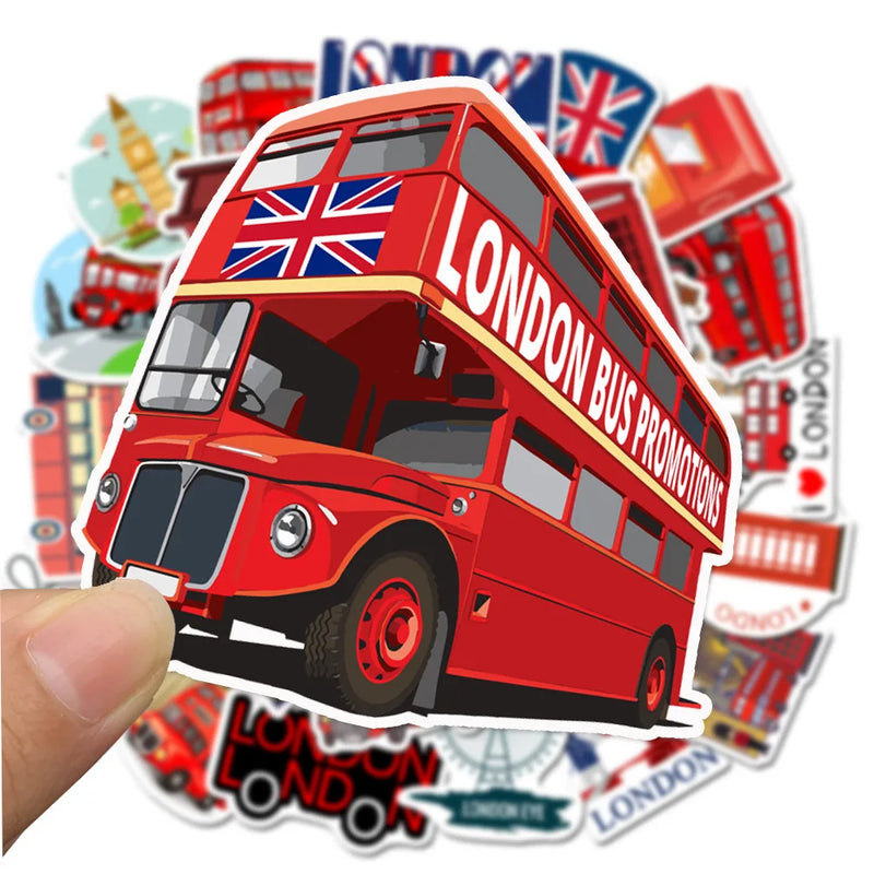 Classic British Style London Bus Bullet PVC Decorative Stickers Scrapbooking Stick Label Diary Stationery Album Stickers