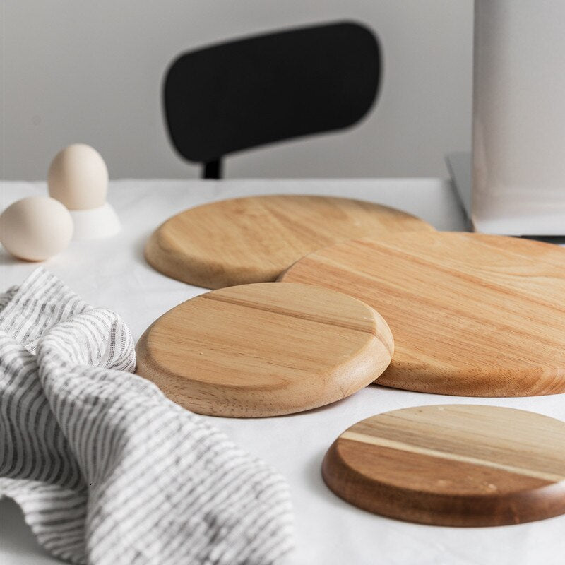 Novelty Wood lovesickness Wooden Round Oval Solid Pan Plate Fruit Dishes Saucer Tea Tray Dessert Dinner Plate Tableware Set