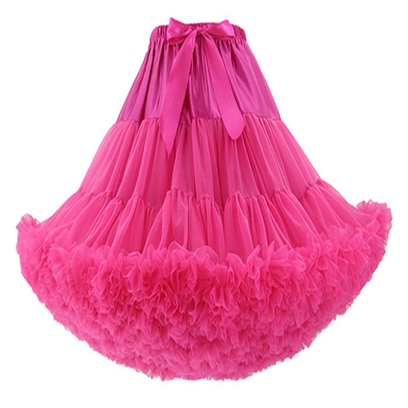 55CM Knee Length Women's Puffy Tutu Skirt Petticoats Ball Gown Fluffy Princess Ballet Dance Underskirt Crinoline Pettiskirts