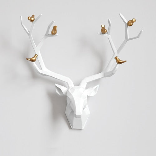 Deer Head 3d Wall Decor Resin Statue Christmas ornaments Accessories Living Room Wall Statue Sculpture Mordern Art Animal Head