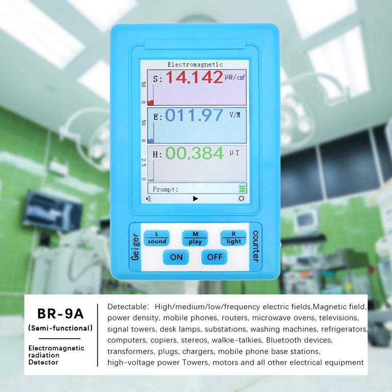 BR-9A Handheld Digital Tester Electromagnetic Radiation Detector High Accuracy Professional Semi-functional Type EMF Meter