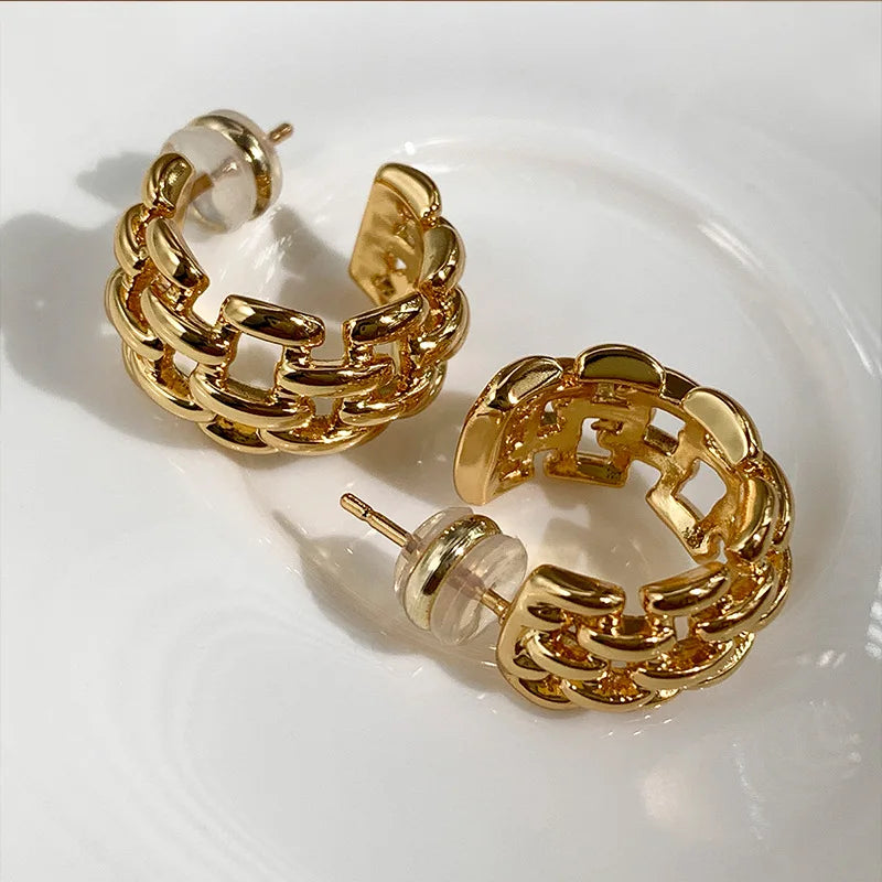 2022 New European and American Hemp Chain Woven Circle  Earrings For Women Korean Fashion Jewelry Design Personalized Earrings