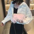 White Feather Handbag Women&