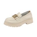 Cowhide Women's Shoes British Luffy Shoes Thick Soled Women's Flat Sole Single Shoes Women's Vulcanized Shoes Big Size 35-43