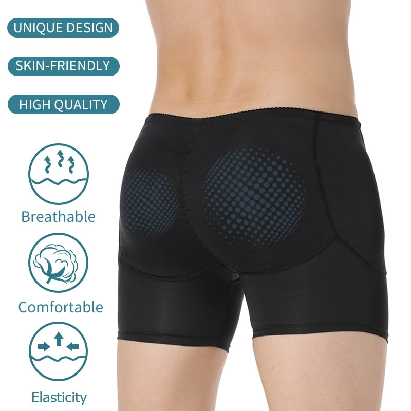 Mens Padded Shapewear Hip Enhancer Butt Lifter Slimming Body Shaper Compression Shorts Boxer Enhancing Underwear Control Panties