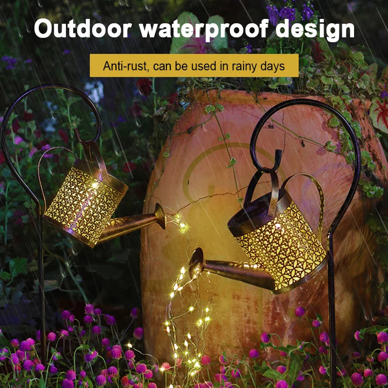 LED Solar Lights Outdoor Waterproof Solar Energy Watering Can Fairy Light Garden Decor Lantern for Outdoor Table Patio Lawn Yard