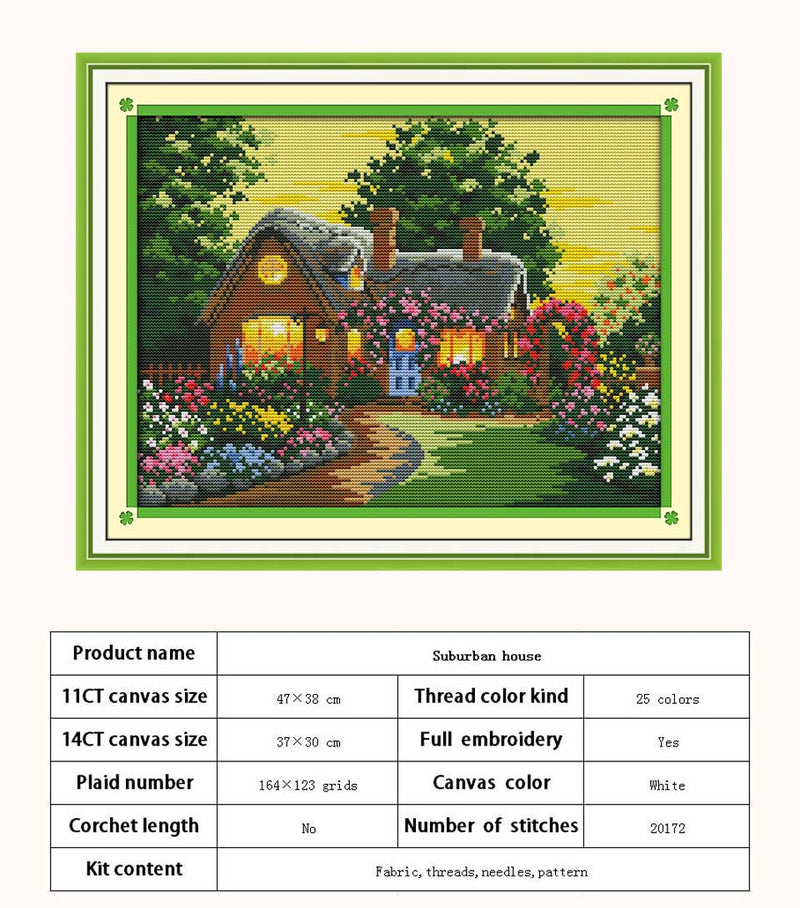 Leisurely Cabin House Scenery Patterns Counted 11CT 14CT Cross Stitch Sets DIY Cross-stitch Kit Embroidery Needlework Home Decor