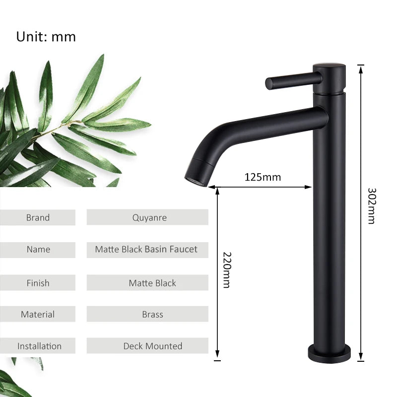 Bathroom Sink Faucet Tall Slim Bathroom Washbasin Water Mixer Tap Hot Cold Water Basin Crane Tap Bathroom Tap