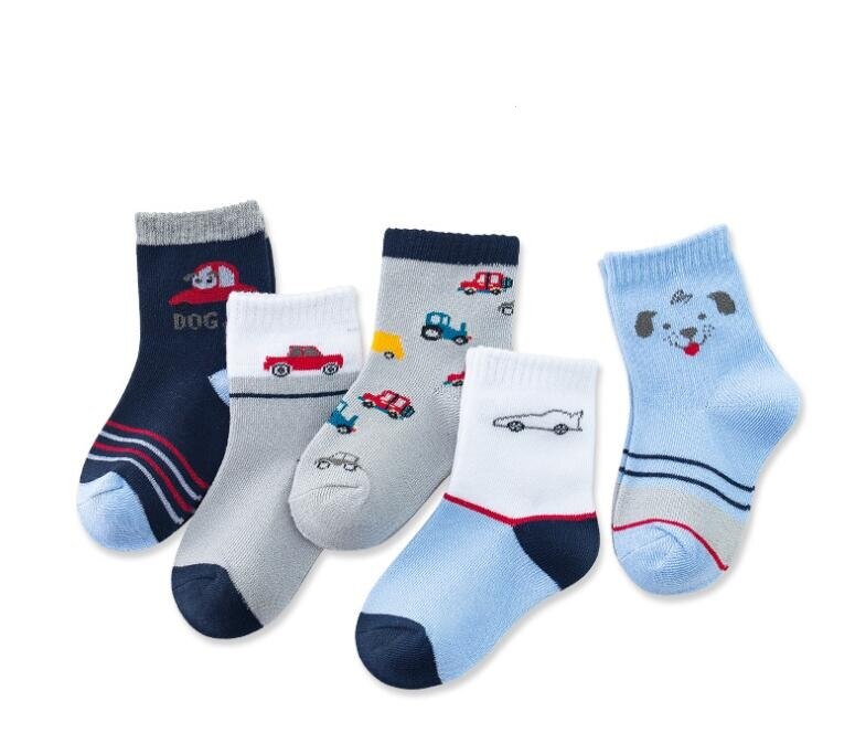 5 pair /1 lot spring & autumn kids socks cotton cartoon car children socks for boys 1-12 year baby socks
