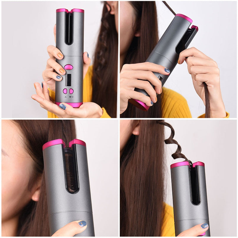 Automatic Hair Curler Ceramic Hair Iron Curling Iron for Hair Waver Wand Curling Wand Curlers Cordless USB Charging Curler Iron