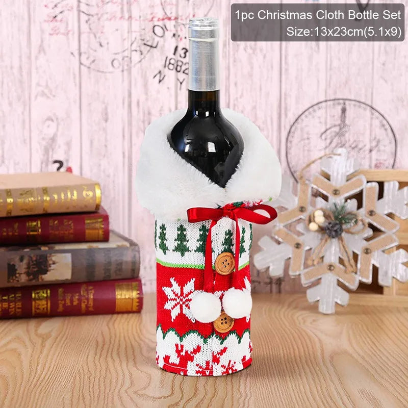 Christmas Wine Bottle Cover Merry Christmas Decorations For Home Christmas Ornament Xmas Table Decor New Year 2025 Navidad Gift