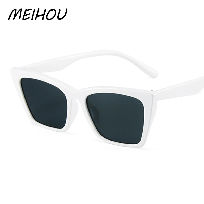 White Sexy Cat Eye Sunglasses Women Vintage Small Cateye Sexy Eyewear Sunglasses For Ladies 80s 90S Trendy Stylish Glasses