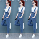Women's overalls mother pants 2020 new Korean version of loose summer and autumn women's denim high waist overalls suspenders