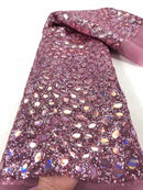 Big Gold Sequins Royal Fabric Gorgeous Mirror Sequince Dresses Net European Design Tulle Lace