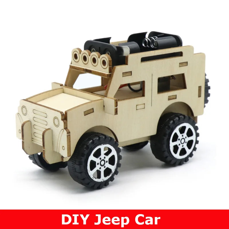 Wooden Vehicle Models Car Jeep Building Science Experiments Kits Science Experiment Kit DIY Projects Birthday Gift for Boys Girl