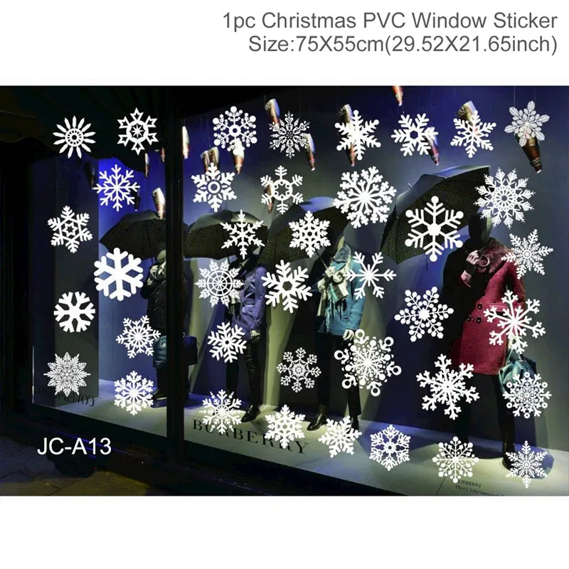 Christmas Window Stickers Merry Christmas Decorations For Home 2024 Christmas Wall Sticker Kids Wall Decals Happy New Year 2025