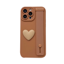 3D Love heart Wrist Band Holder Stand Bracket Matte Soft Case For iPhone 15 14 13 11 12 Pro Max XR X XS 7 8 Plus 13 MiNi Cover