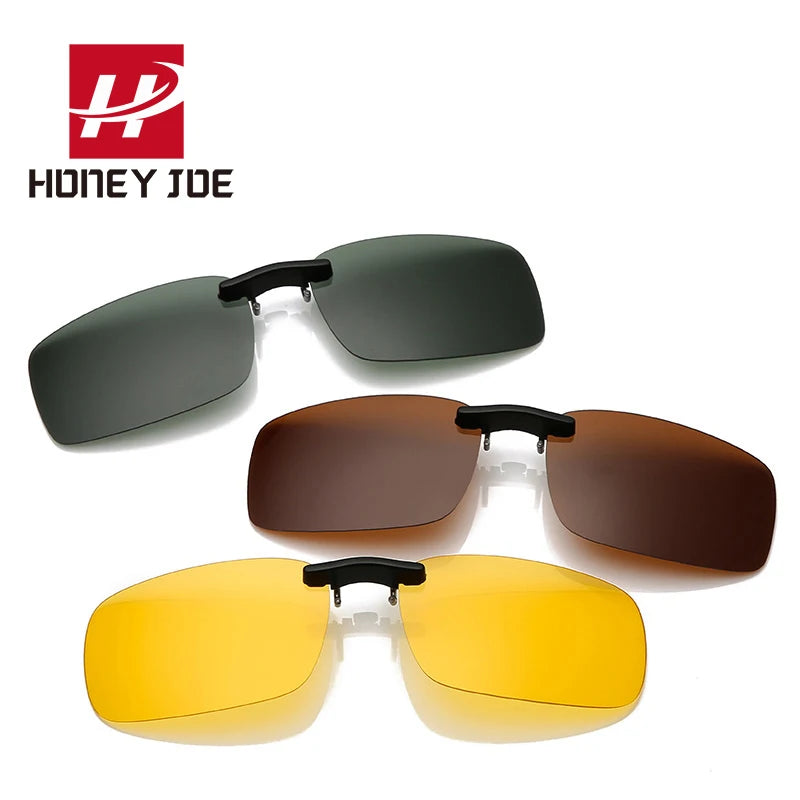 Clip On Sunglasses Polarized Vintage Driving Sun Glasses Men Women Day Night Vision Lens For Myopia Eye Glasses Reading UV400