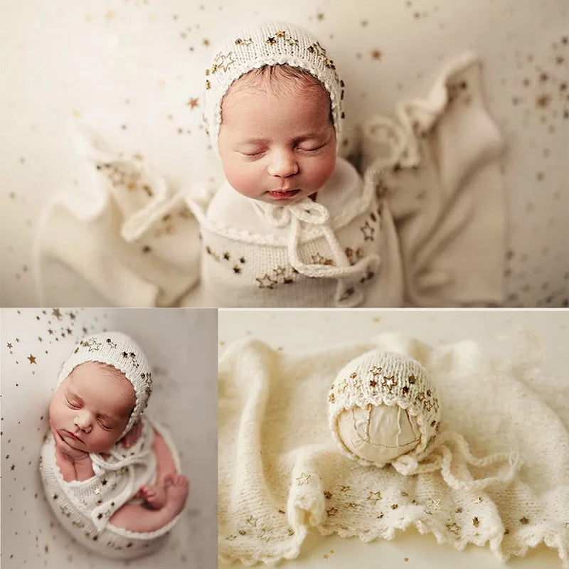 Handmade Knitting Hat Wrapping Baby Photography  Newborn Photography Props Star Backdrop