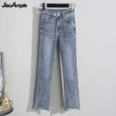 Women's Spring Autumn Fashion 3 Pieces Outfits 2023 Student Korean Casual Shirts+Sweater Vest+Straight Jeans Set Lady Streetwear