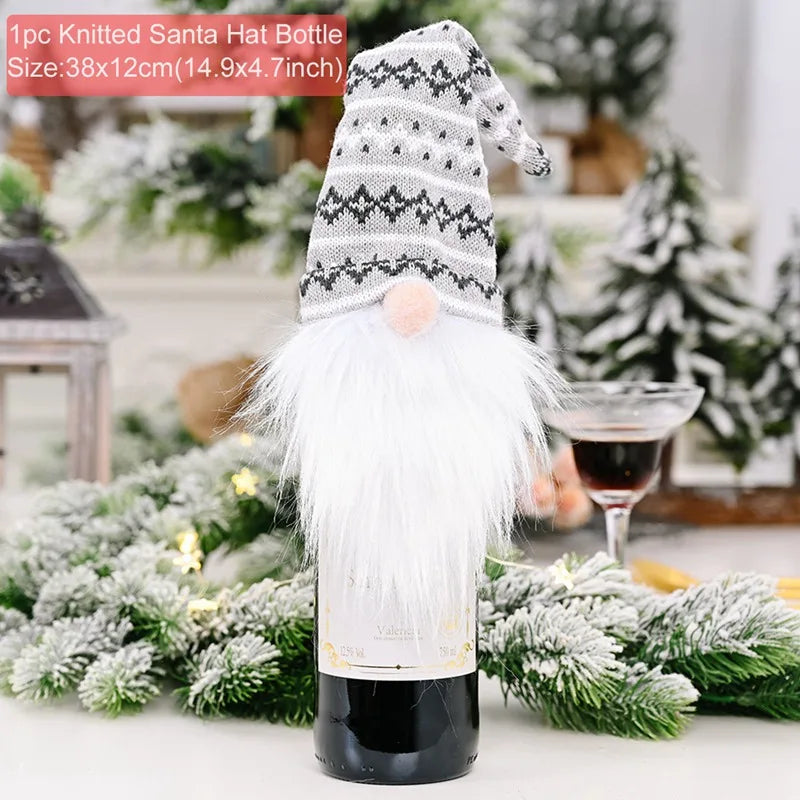 Christmas Wine Bottle Cover Merry Christmas Decorations For Home Christmas Ornament Xmas Table Decor New Year 2025 Navidad Gift