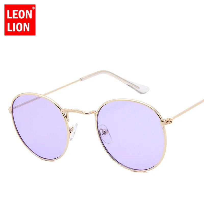 LeonLion Round Sunglasses Men/Women 2023 Mirror Retro Sunglasses Men Vintage Glasses Men Luxury Sun Glasses Metal Oculos De Sol