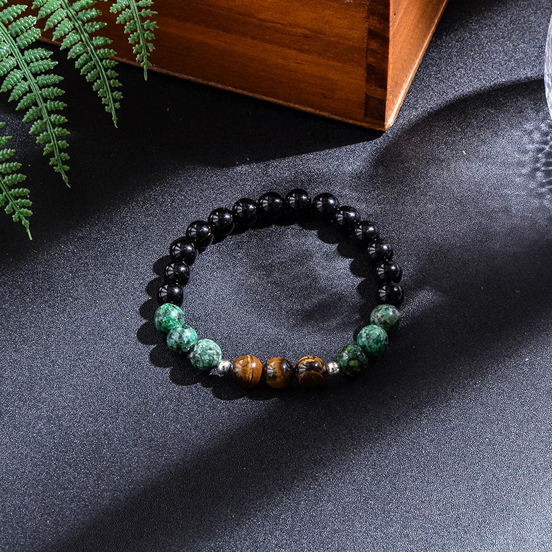 8mm African Turquoise Black Agate Yellow Tiger Eye Beads Japamala Necklace Bracelet Set Meditation Yoga Jewelry 108 Mala Rosary