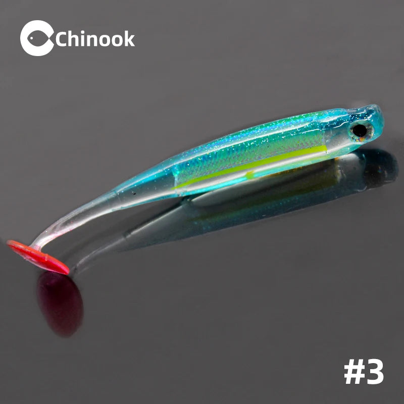 Chinook Soft Bait Lure t-tail 70/90mm 5pcs Wobblers Worm Fishing Silicone Fish Artificial Bait Fishing For Jig Head