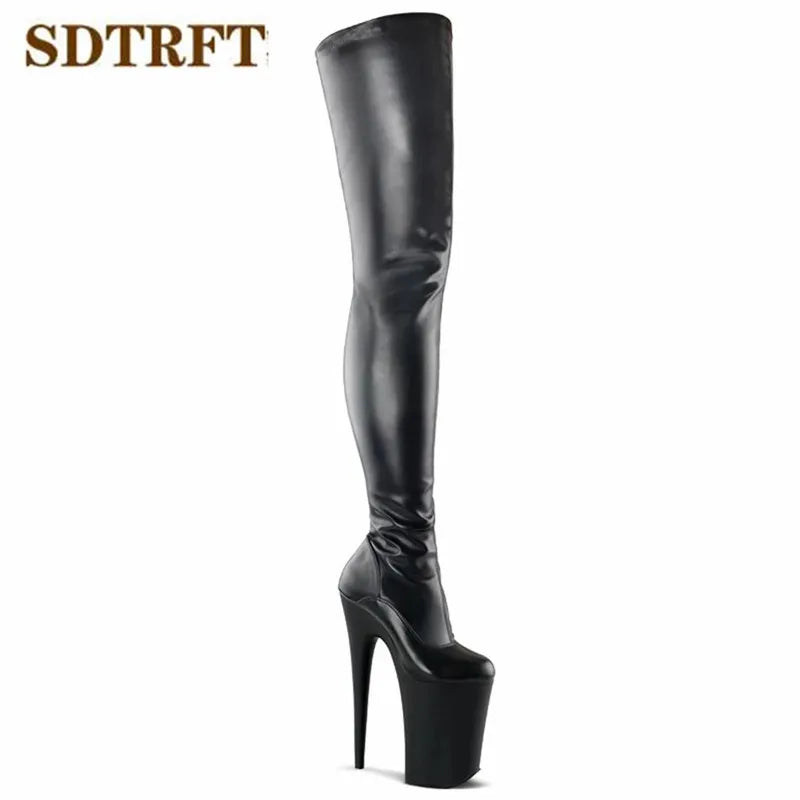 SDTRFT Spring Autumn Fashion Botas Mujer 23cm Thin High Heels Over The Knee Boots Round Toe Lace Up Shoes Woman Wedding Pumps