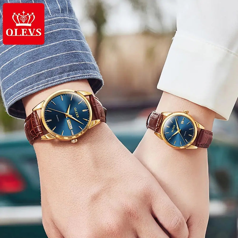 OLEVS Luxury Brand Couple Quartz Watch Waterproof Stainless Steel Watchstrap Women And Men Watch Couple Gift