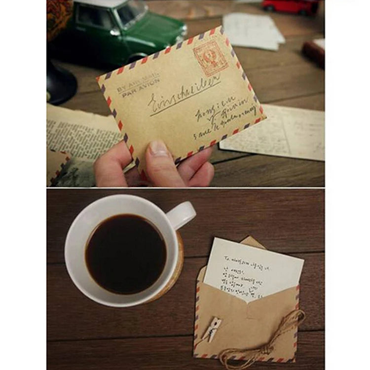 10 PCS Retro Postcard Letter Mini Gifts Envelope Stationary Storage Brown Kraft Paper Vintage Envelopes School Supplies