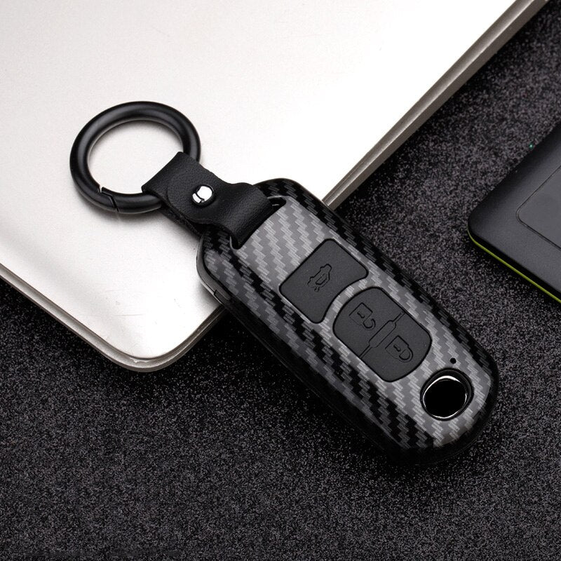 Fashion ABS+Silica gel Carbon fiber Car Remote Key Case Cover For Mazda 2 3 6 Axela Atenza CX-5 CX5 CX-7 CX-9 2014 2015 2016 up