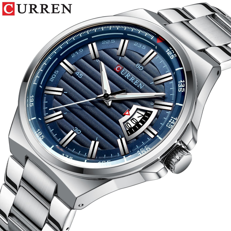 Top Brand CURREN Luxury Quartz Watches for Men Wrist Watch Classic Silver Stainless Steel Strap Men&