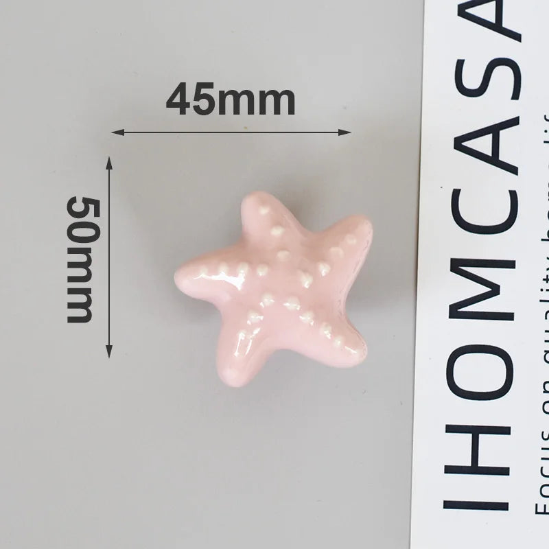 IHOMCASA Ceramic Knob Heart Seastar Shell Children Room Furniture Hardware Cabinet Handles Kitchen Wardrobe Bookcase Drawer Pull