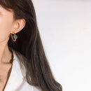 Brass With 18K Gold Natural Malachite Drop Earrings  Women  Jewelry Punk Party Gown  Runway  Korean Japan INS Fashion