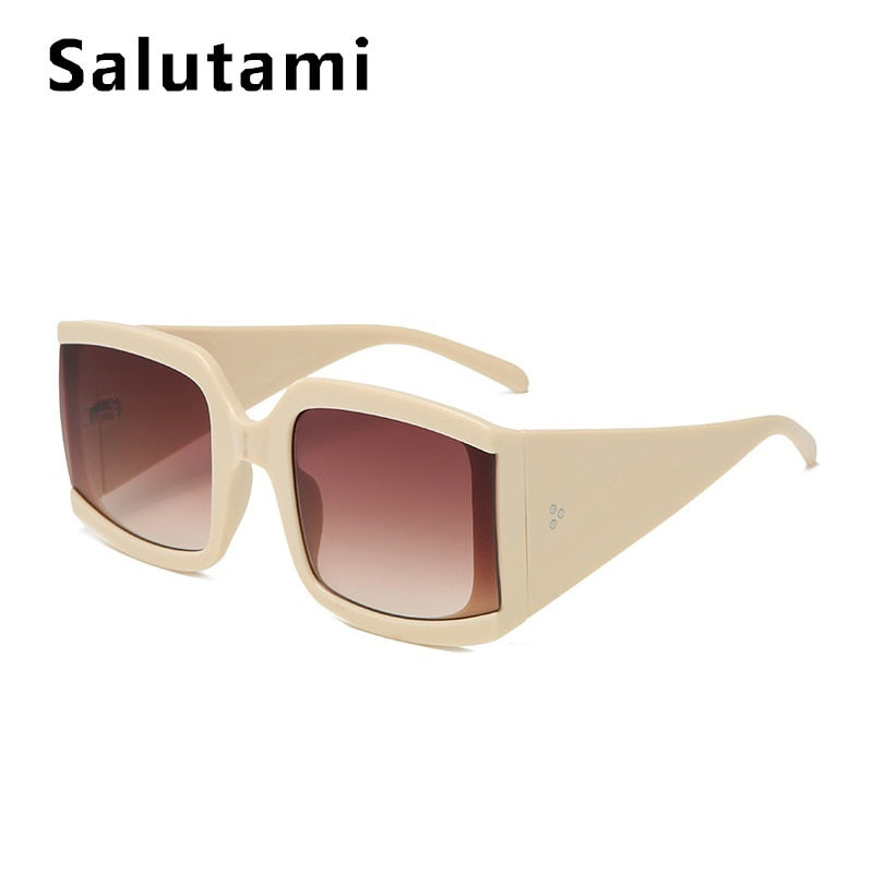 Oversized Square Sunglasses Women White Silver Mirror Rivet Sun Glasses 2020 Brand Men Eyewear Female Vintage Wide Leg Shades