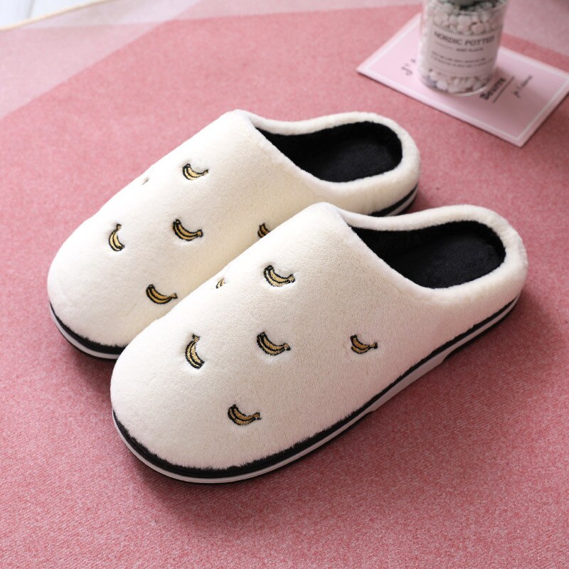 Fashion Fruit Indoor Slippers Women Warm Plush Home Slipper Anti-slip Soft Lovers Winter Shoes Banana Cherry Ladies Slides SH450