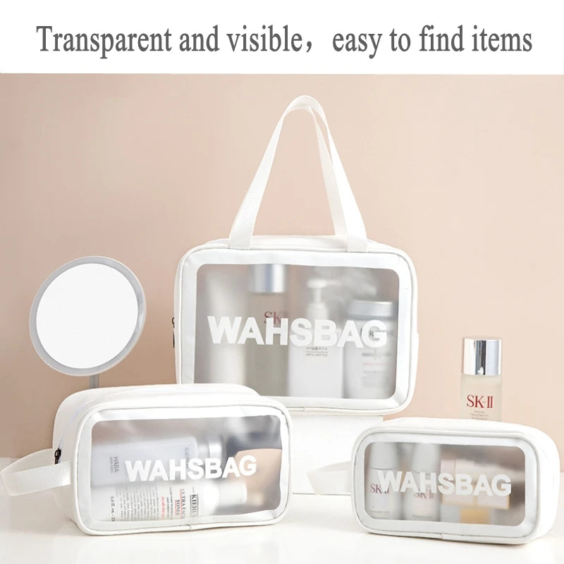 Travel Storage Toiletry Organize Women Waterproof PVC Cosmetic Portable Bag Transparent  Zipper Make Up Case Female Wash Kit