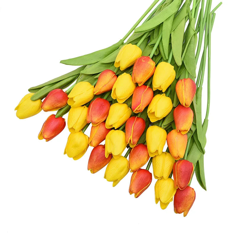 31Pcs Tulips Artificial Flower Real Touch Tulipe Flowers Fake Flowers Wedding Decoration Flowers Christmas Home Garden Decor