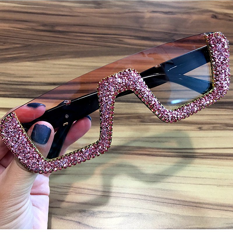 Square Luxury Sunglasses women Brand Designer Ladies Oversized rhinestone Sunglasses Men Half Frame eyeglasses For Female UV400