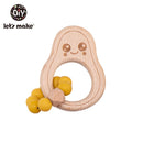 Let's Make Wooden Rattle Teether Baby Toys Engraved Wood Beads Hexagon Teether Silicone Beads 12Mm Tiny Rod Baby Crib Rattle