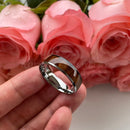 8mm Koa Nature Wood Inlay Tungsten Carbide Ring for Men Wedding Band Polished Shiny Comfort Fit