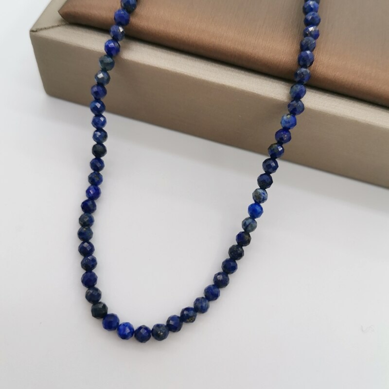 Faceted Lapis Lazuli Necklace Delicate Adjustable 14K Gold Filled Chains Natural Stones Collier Femme Unique Women BOHO Necklace