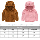 Children Clothing Coat for Girls Boys Solid Color Plush Cute Ear Hooded Jacket Autumn Winter Warm Cotton Christmas Kid Outerwear