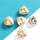 12mm Crystal Triangle Shape Glass Sew On Rhinestones With Silver Claw Sew on Beads for Clothing Accessories Shoes Diy