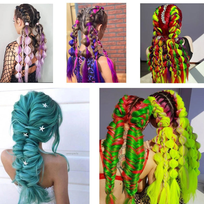 24'' Synthetic Jumbo  Braiding Hair Long Braids Hair Bundles Strands Ombre Crochet Braid Hair Extensions for Woman Pink Gray