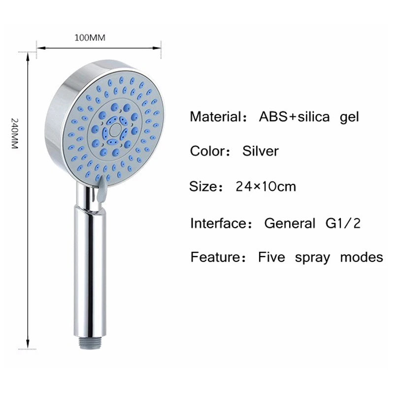 ZhangJi Hot Sale Shower Head Set Bathroom Chromeplate Handheld Showerhead with hose and holder Multiple modes showerhead sets